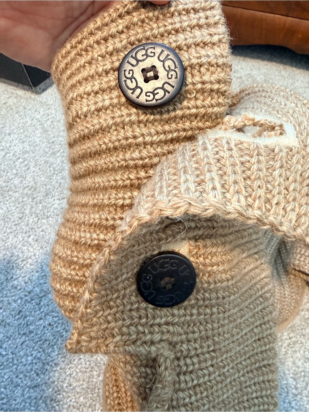 UGG Knit Button-Accent Tall Boots - Tan - Picture 8 of 8